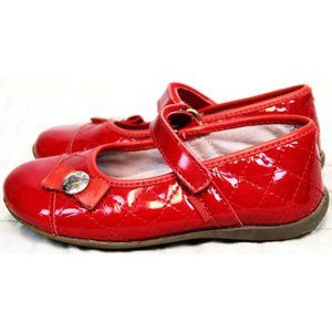 Primigi Quilted Look Mary Janes Red Patent Leather Sky Effect System Bow Heart